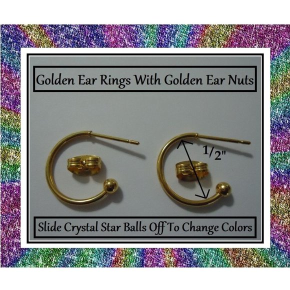 NEW Glitter Star Glass Ball Interchangeable Charm Earrings 7 Pairs in Set - Picture 3 of 7